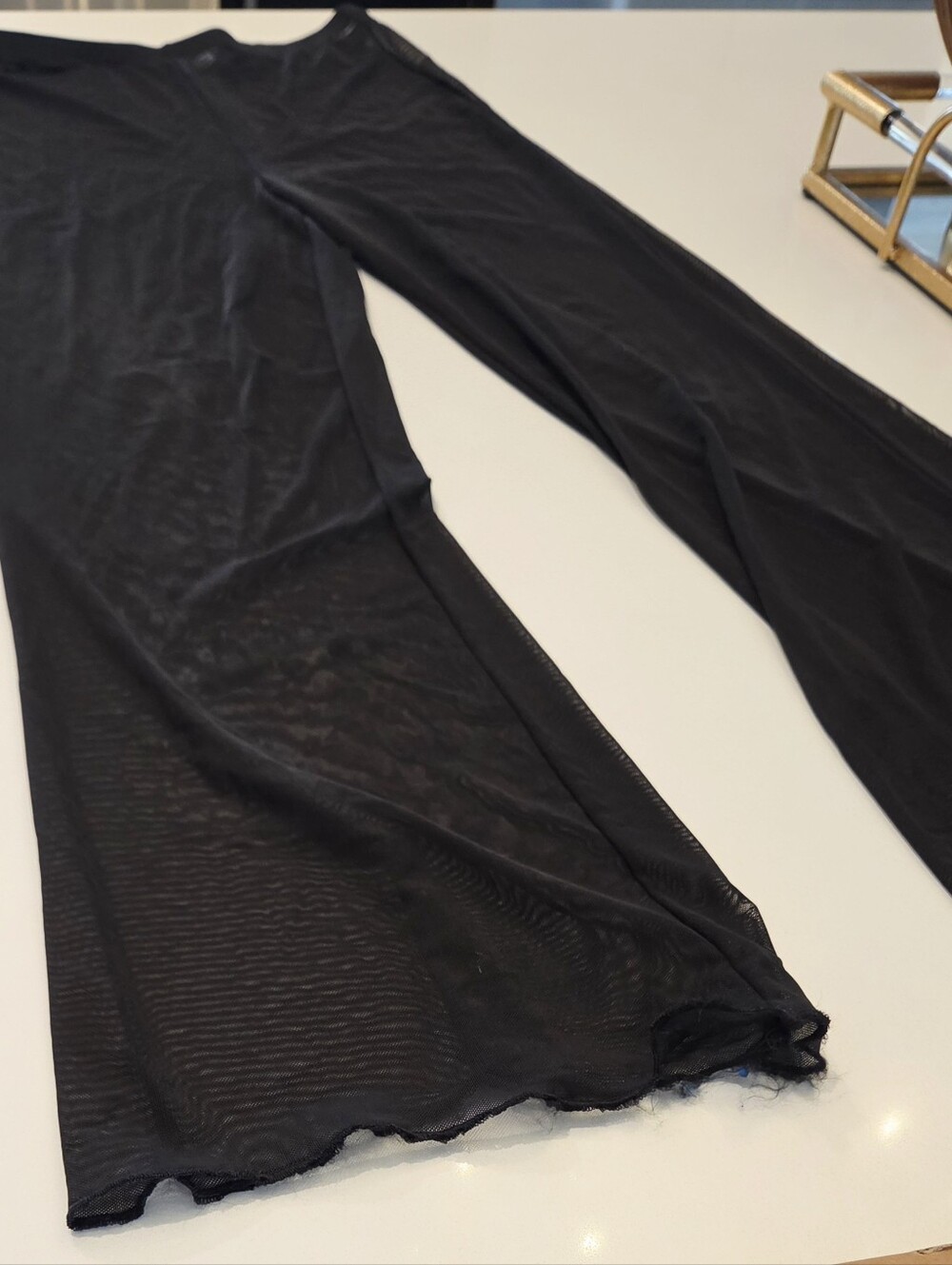 Black Sheer Wide-Leg Layering Pants